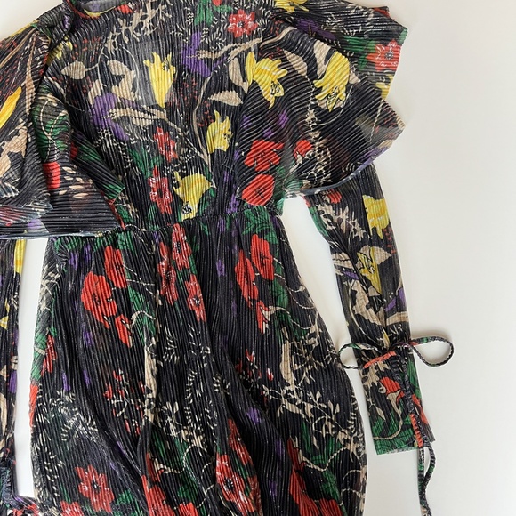 NWT Zara Collection Woman Basic Shimmer Floral Black Long Sleeve Dress S… - Picture 8 of 16